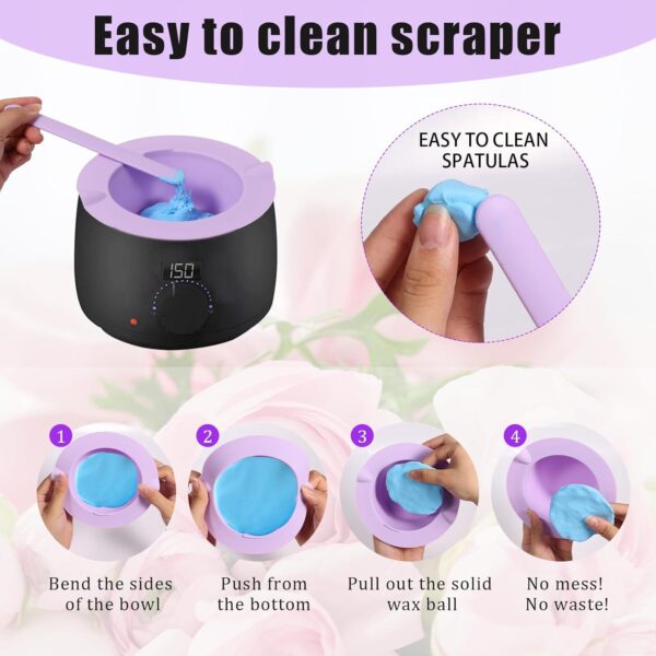 Electric Waxing Kit, Wax Warmer Silicone Liner for Tress Wellness Compatible with 16oz Waxing Kit Melting Wax Bowl for Tress Wellness Wax Warmer or for BLITZWAX Wax Warmer (Purple) - Image 6