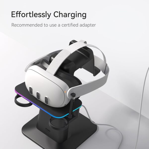 KIWI design Charging Dock for Meta Oculus Quest 3/Quest 2/Quest Pro Accessories, Meta Officially Co-Branded, RGB Vertical Charging Stand and Controller Holder - Image 4