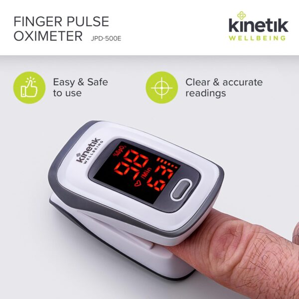 Kinetik Wellbeing Finger Pulse Oximeter - Blood Oxygen Monitor Used by the NHS, Heart Rate Meter for Adults & Kids, Accurate Pulse Rate & O2 Saturation Monitor - In Association with St John Ambulance - Image 4