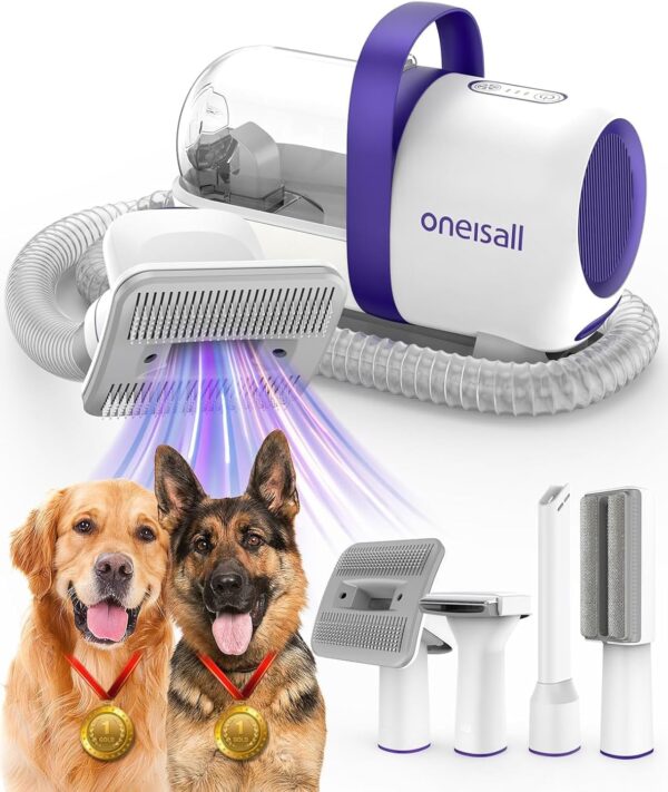 oneisall Dog Grooming Vacuum Kit,Suction 99% Pet Hair,Dog Grooming Brush,Dog Hair Vacuum Groomer with 4 Pet Grooming Tools,Pet Hair Remover - Image 2