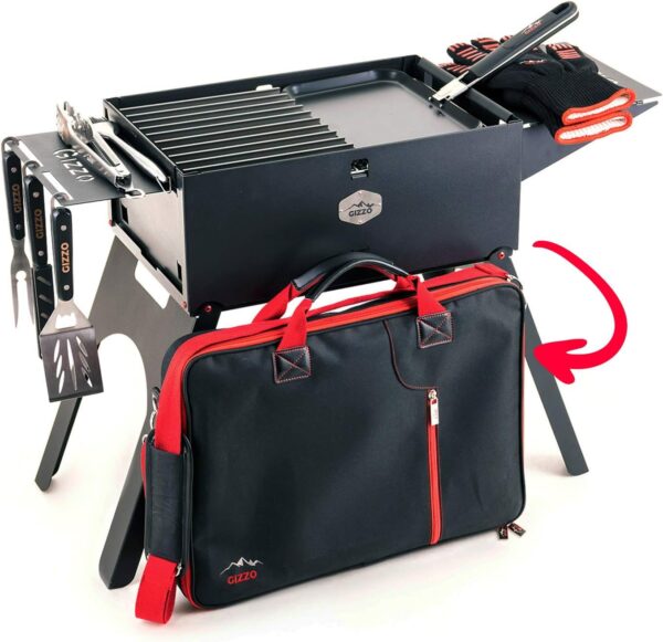 Gizzo Grill, Innovative Folding and Portable Grill - Easy to Setup up for Camping, Picnic, Anywhere You Go - Comes with all the Necessary Accessories for Barbecue - Image 2