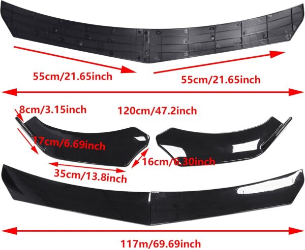 HouYeen Car Front Bumper Lip Spoiler Universal Protection Splitter Body Kit Gloss Black - Image 8