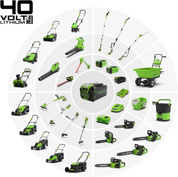 Greenworks 40V Cordless Lawnmower for Lawns up to 400m², 35cm Cutting Width, 40L Bag PLUS Two 40V 2Ah Batteries & One Charger, 3 Year Guarantee-G40LM35K2X, Green - Image 7