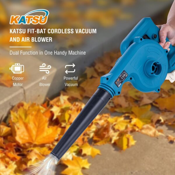 KATSU FIT-BAT 21V Cordless Blower Portable Dust Leaf Blower for Home Garden Lawn Care Blowing Vacuuming Leaves, Car Corner Dust Clearing, No Battery and Charger (Budget) - Image 4