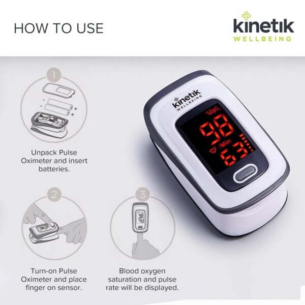 Kinetik Wellbeing Finger Pulse Oximeter - Blood Oxygen Monitor Used by the NHS, Heart Rate Meter for Adults & Kids, Accurate Pulse Rate & O2 Saturation Monitor - In Association with St John Ambulance - Image 5