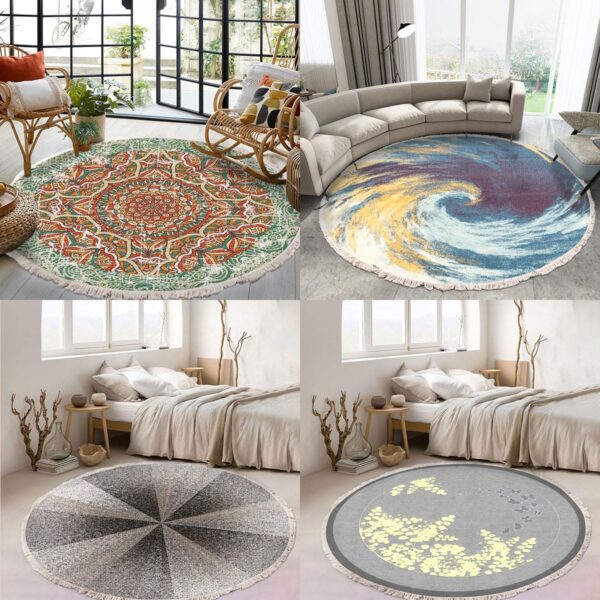 Terafeels Area Rugs Modern Abstract Round Rug 4Ft Colorful Living Room Rug Soft Dining Room Circle Rugs Non Slip Bedroom Mat Contemporary Indoor Floor Nursery Carpet for Kitchen Coffee 120cm, 296120 - Image 7