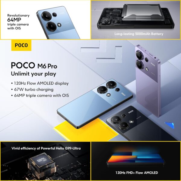 POCO M6 Pro Blue - Smartphone 12+512GB, Helio G99, 64MP triple camera, 6.67" Flow 120Hz AMOLED display, 5000mAh, 67W turbo charging (UK Version + 2 Years Warranty) - Image 6