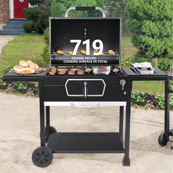 Royal Gourmet CD2030AN 30-Inch Charcoal Grill, Deluxe BBQ Smoker Picnic Camping Patio Backyard Cooking, Black - Image 8