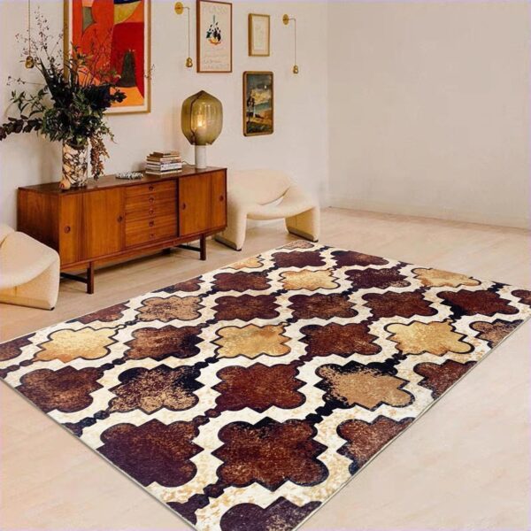 USTIDE Brown Vintage Area Rug Large Superior Indoor Rug Large Low Pile Living Room Rug Modern Geometric Rug Nonslip Washable Rug for Dining Room/Entryway/Workplace,120x180cm - Image 2