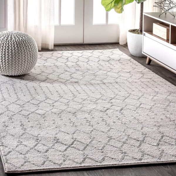 JONATHAN Y Moh101B-4 Moroccan Hype Boho Vintage Diamond Indoor Area Rug Bohemian Easy Cleaning Bedroom Kitchen Living Room Non Shedding, 120 cm X 180 cm, Cream/Gray - Image 2