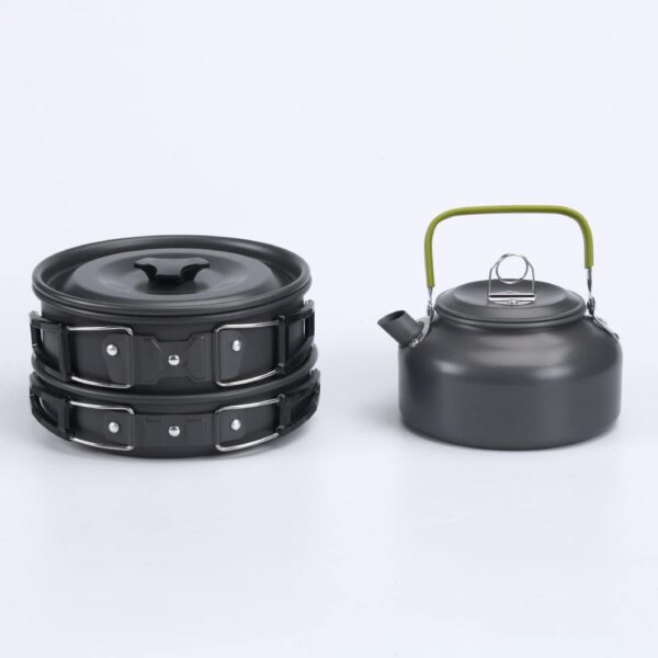 Qupzze Outdoor Camping Cookware Set Portable Camping Dinnerware Aluminum Camping Tableware Cooking Pot Set Picnic Dinnerware for Backpacking Hiking - Image 3