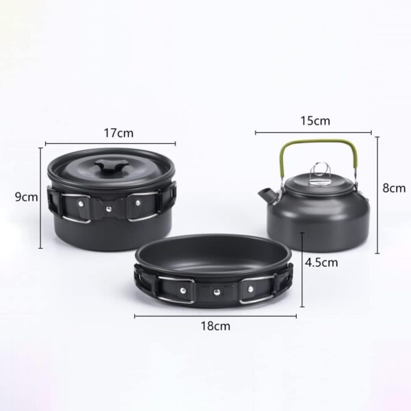 Qupzze Outdoor Camping Cookware Set Portable Camping Dinnerware Aluminum Camping Tableware Cooking Pot Set Picnic Dinnerware for Backpacking Hiking - Image 4