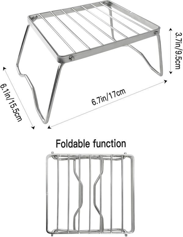 ZZM Collapsible Campfire Grill Camping Fire Pit, Portable Folding Barbecue Grill, Charcoal Grate Cooking Grate Grill, Outdoor Hiking BBQ Stand, Burner Stove Stand, 304 Stainless Steel Grill Gate - Image 3