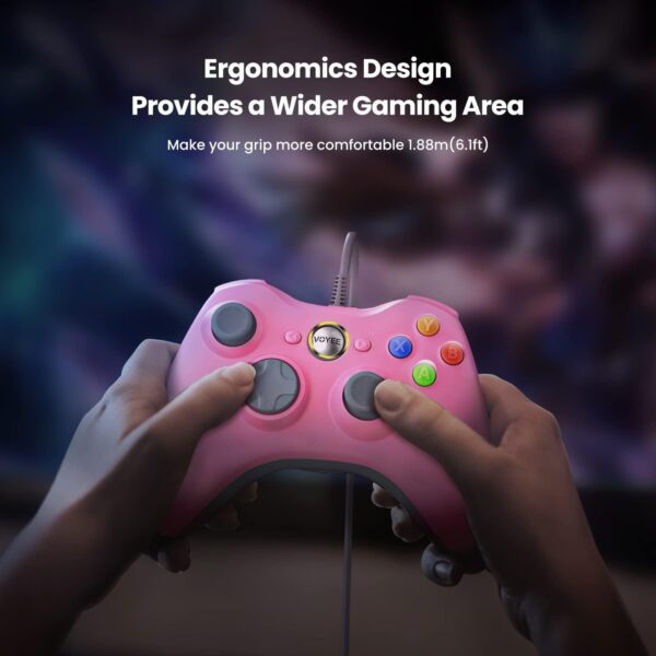 VOYEE Wired Controller Compatible with Xbox 360 Controller (Pink) - Image 7