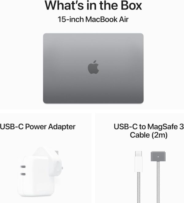 Apple 2024 MacBook Air 15-inch Laptop with M3 chip: 15.3-inch Liquid Retina Display, 16GB Unified Memory, 512GB SSD Storage, Backlit Keyboard, 1080p FaceTime HD Camera, Touch ID; Space Grey - Image 7