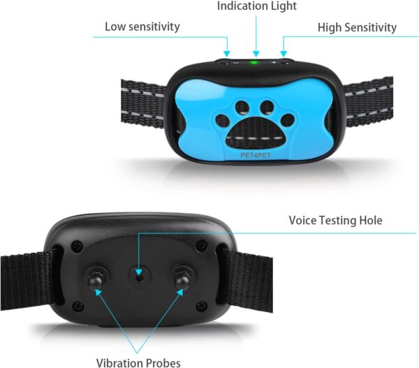 PET4PET Dog Barking Collar with 6 Adjustable Sensitivity Levels For Small Medium Large Dogs, Anti Barking Dog Training Collar Humane Beep Vibration, Anti Barking Device, Waterproof - Image 10