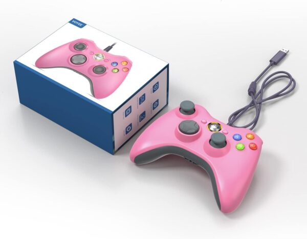 VOYEE Wired Controller Compatible with Xbox 360 Controller (Pink) - Image 8