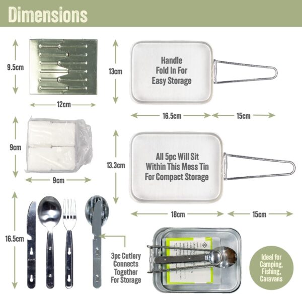 Milestone Camping 66000 Camp Cookware Set/Features Mess Tins, Cutlery, Compact Stove & Fuel Blocks/Aluminium & Stainless-Steel Utensils/Great For Camping, Festivals & Fishing Trips - Image 4