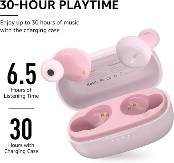 TOZO A1 Mini Wireless Earbuds Bluetooth 5.3 Earphones in Ear Light-Weight Headphones Built-in Microphone, Immersive Premium Sound Long Distance Connection Headset with Charging Case, Rose Gold - Image 6