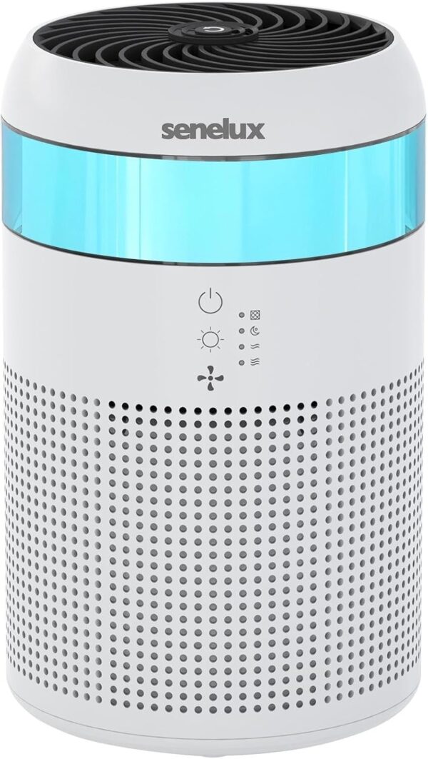 Senelux HEPA Air Purifier for Bedroom with 7 Light Colours, Mini Air Purifier for Home Office Living Rooms, Small Desktops for Pet Dander Mould Pollen Odours Smoke Dust - Image 2