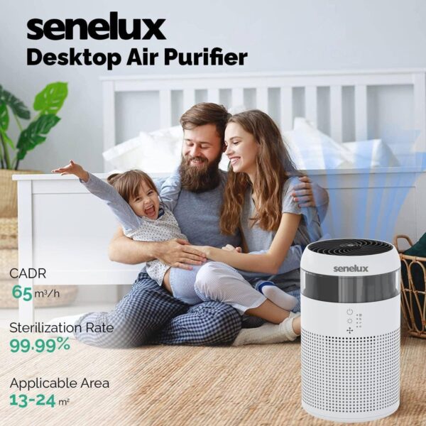 Senelux HEPA Air Purifier for Bedroom with 7 Light Colours, Mini Air Purifier for Home Office Living Rooms, Small Desktops for Pet Dander Mould Pollen Odours Smoke Dust - Image 6