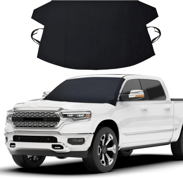 EcoNour Car Windshield Cover for Ice and Snow | XL (74 x 43 Inches) | Black - Image 2