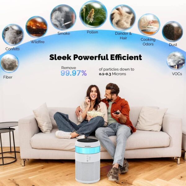 Senelux HEPA Air Purifier for Bedroom with 7 Light Colours, Mini Air Purifier for Home Office Living Rooms, Small Desktops for Pet Dander Mould Pollen Odours Smoke Dust - Image 7