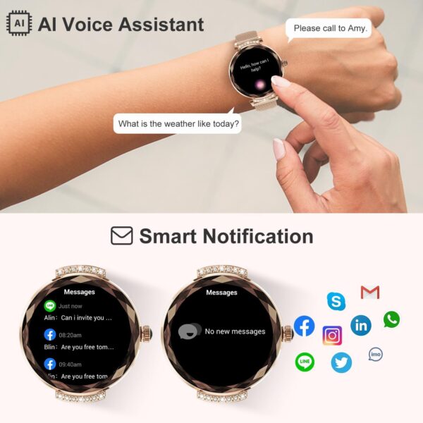 Fitonme Smart Watch for Women Answer/Make Calls, 1.19" AMOLED Display, Smartwatch with 2 Straps, SpO2/Heart Rate/Sleep Monitor, 100+ Sport Modes, IP68 Waterproof Fitness Tracker for Android iOS - Image 4