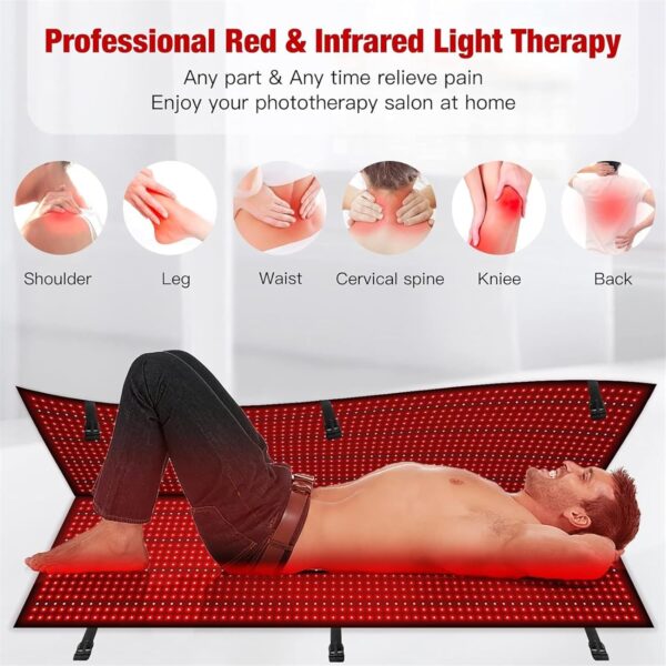 XGXHIN Red Light Therapy Mat, Near Infrared Light Therapy Blanket with Timer, for Body Shoulder Waist Back Knee Pain Relief - Image 4