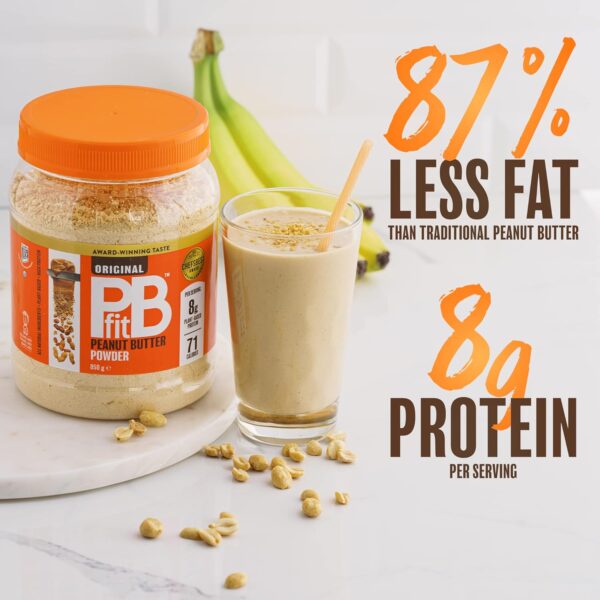 PBfit Peanut Butter Powder - Gluten Free, High Protein, 87% Less Fat, Natural Nut Butter Spread - Powdered Peanut Butter from Real Roasted Pressed Peanuts - 850g - Image 4