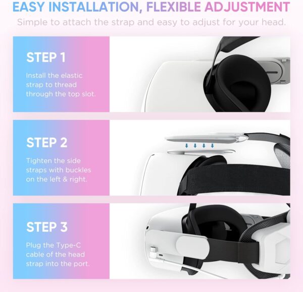 Oculus Quest 2 Head Strap, Elite Strap with Battery for Meta/Oculus Quest 2, Oculus Quest 2 Accessories with 5000mAh Battery for Extra 4-Hour Playtime, Enhanced Support and Comfort, Weight Balance - Image 7