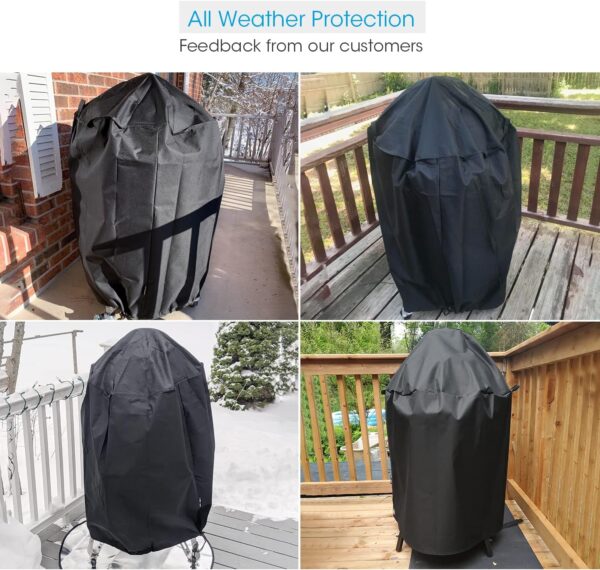 Unicook Smoker Cover 30 Inch, Heavy Duty Waterproof Charcoal Kettle Grill Cover, Fade Resistant Barrel Cover, Fits Weber Char-Griller Akorn Kamado and More Grills, Round Smoker Cover 30"Dia x 36"H - Image 4