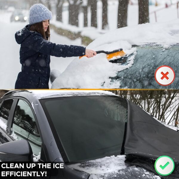 EcoNour Car Windshield Cover for Ice and Snow | XL (74 x 43 Inches) | Black - Image 8