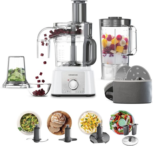 Kenwood FDP65.860WH food processor with 9 attachments. Express Serve and Dice, 1.5L Jug blender and mini chopper, White - Image 2