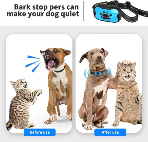 PET4PET Dog Barking Collar with 6 Adjustable Sensitivity Levels For Small Medium Large Dogs, Anti Barking Dog Training Collar Humane Beep Vibration, Anti Barking Device, Waterproof - Image 7