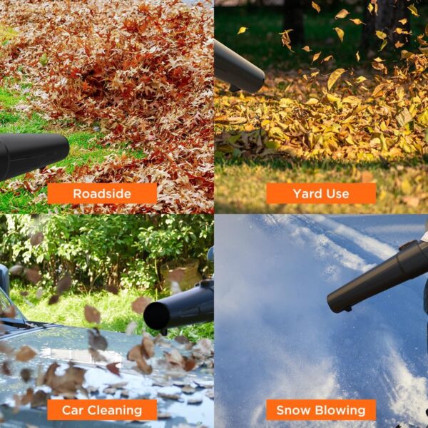 Litheli Cordless Leaf Blower, 604 m³/h 137 km/h Air Speed Battery Leaf Blower, 20V Powerful Electric Leaf Blower for Blowing Leaves Grass Dust, Electric Garden Leaf Blower with 2.0Ah SE Battery - Image 8