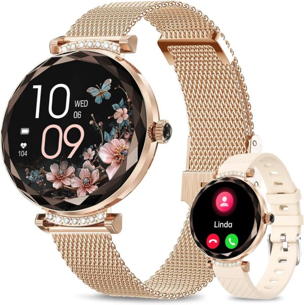 Fitonme Smart Watch for Women Answer/Make Calls, 1.19" AMOLED Display, Smartwatch with 2 Straps, SpO2/Heart Rate/Sleep Monitor, 100+ Sport Modes, IP68 Waterproof Fitness Tracker for Android iOS - Image 2