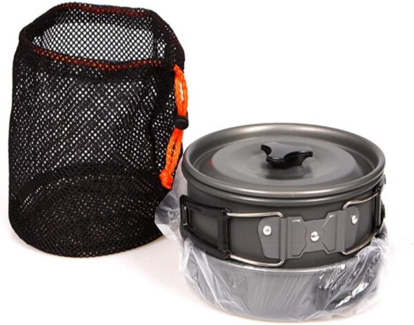 JZK Camp Cookware 2-3 People Set, Pan Pot Teapot Lightweight Outdoor Portable Camping Cooker Set for Trekking Hiking BBQ Picnic Campfire - Image 10