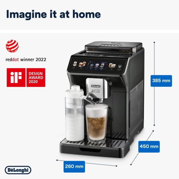 De'Longhi Eletta Explore Cold Brew ECAM452.67.G, Barista Coffee Machine with LatteCrema Hot and Cool, Espresso Machine, Automatic Coffee Bean Machine, Cold Extraction, Coffee Pot Included, Dark Grey - Image 10