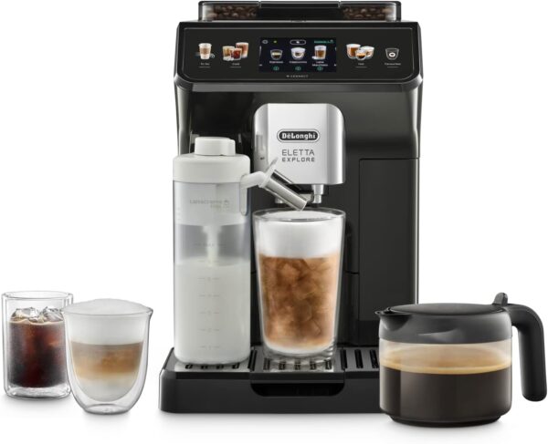 De'Longhi Eletta Explore Cold Brew ECAM452.67.G, Barista Coffee Machine with LatteCrema Hot and Cool, Espresso Machine, Automatic Coffee Bean Machine, Cold Extraction, Coffee Pot Included, Dark Grey - Image 2