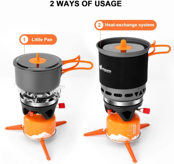 Odoland Backpacking and Camping Stove Cooking System, 7-In-1 Energy Saving Cooking Stove Set, Lightweight Camp Pot with Burner for Hiking, Trekking, Fishing and Backpacking - Image 4