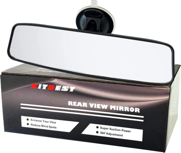 KITBEST Rear View Mirror Learner Driving Instructor Examiner Mirror Car Interior Mirror Wide Angle Adjustable with Suction Cup for Car SUV Trucks 240 X 64mm - Image 2