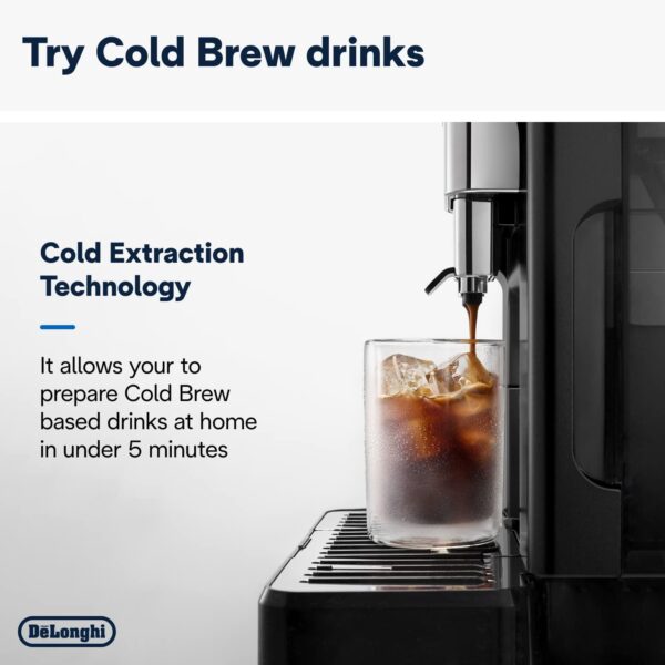 De'Longhi Eletta Explore Cold Brew ECAM452.67.G, Barista Coffee Machine with LatteCrema Hot and Cool, Espresso Machine, Automatic Coffee Bean Machine, Cold Extraction, Coffee Pot Included, Dark Grey - Image 6