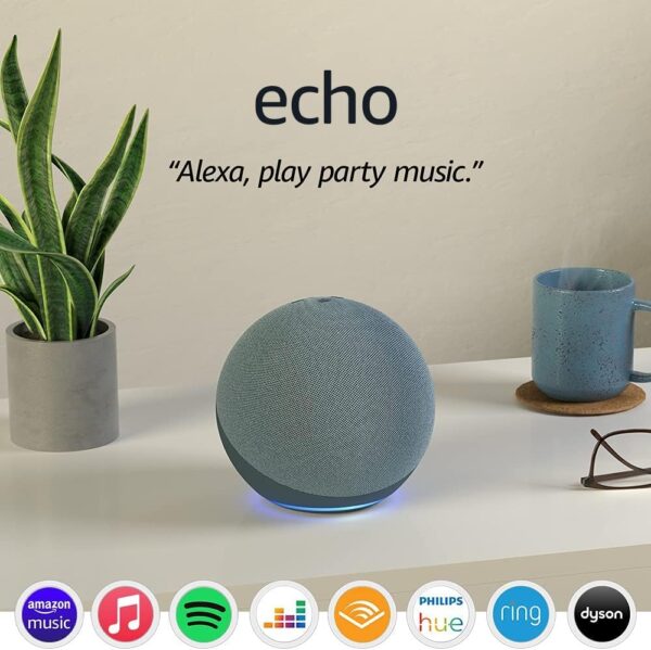 Echo (4th generation) | Premium sound Wi-Fi and Bluetooth smart speaker with Dolby, smart home hub and Alexa | Twilight Blue - Image 2