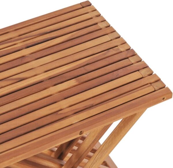 vidaXL Solid Teak Wood Folding Stool Stylish Functional Durable Stable Weather Resistant Outdoor Foldable Chair Table Furniture 40x32x45cm - Image 7