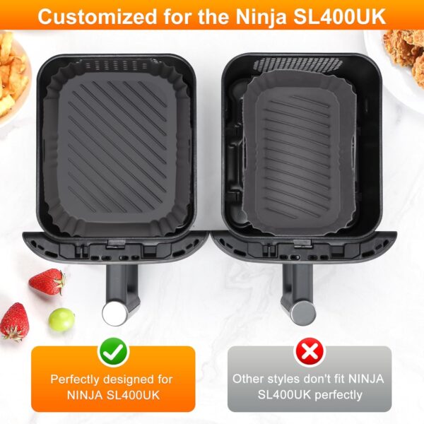 Air Fryer Silicone Liners for Ninja Double Stack XL 9.5l Air Fryer SL400UK, 2Pcs Reusable Air Fryer Accessories for Ninja AF400UK, AF451UK, Tower T17088，Ninja air Fryer Inserts（Grey） - Image 5