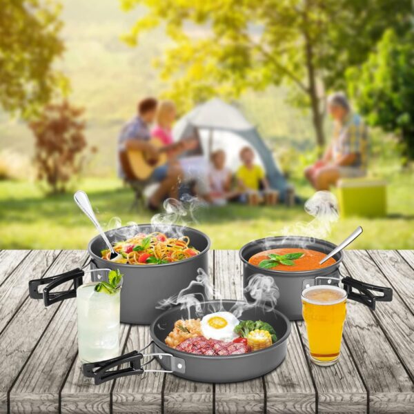 Lixada Camping Cookware Set,Outdoor Camping Cookware Kit Lightweight Pot Frying Pan Non-stick for 2 to 3 People Camping, Hiking, Picnic - Image 10