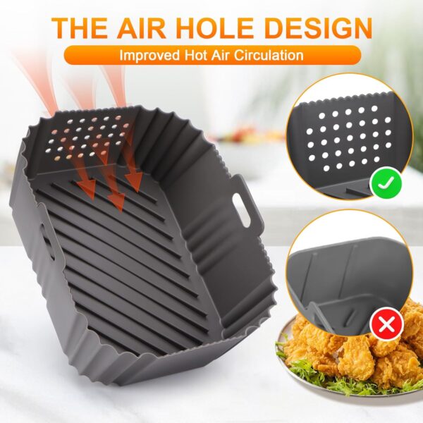 Air Fryer Silicone Liners for Ninja Double Stack XL 9.5l Air Fryer SL400UK, 2Pcs Reusable Air Fryer Accessories for Ninja AF400UK, AF451UK, Tower T17088，Ninja air Fryer Inserts（Grey） - Image 4