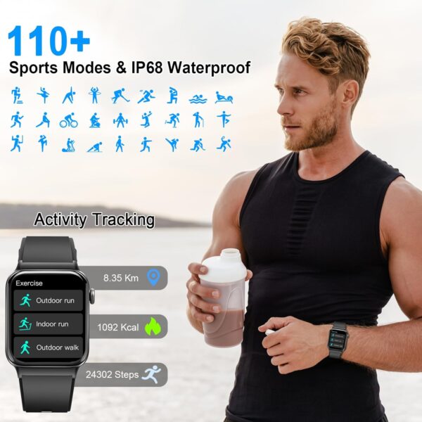 Smart Watch for Men Women Answer/Make Calls, 1.85" Touch Screen Smart Watches with Step Counter, Heart Rate Sleep Monitor, 110+ Sport Modes, Fitness Tracker, IP68 Waterproof Smartwatch for Android iOS - Image 7