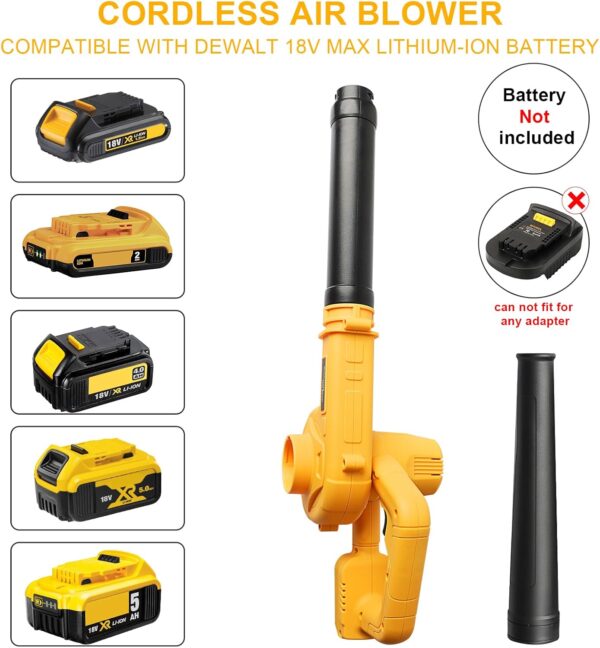 Powarobor Cordless Air Leaf Blower for Dewalt 18V Battery, Electric Jobsite Air Blower Powerful for Garden Lawn Care Leaf Snow Blowing,Car Computer Dust Cleaner (Tool Only,no Battery) - Image 3